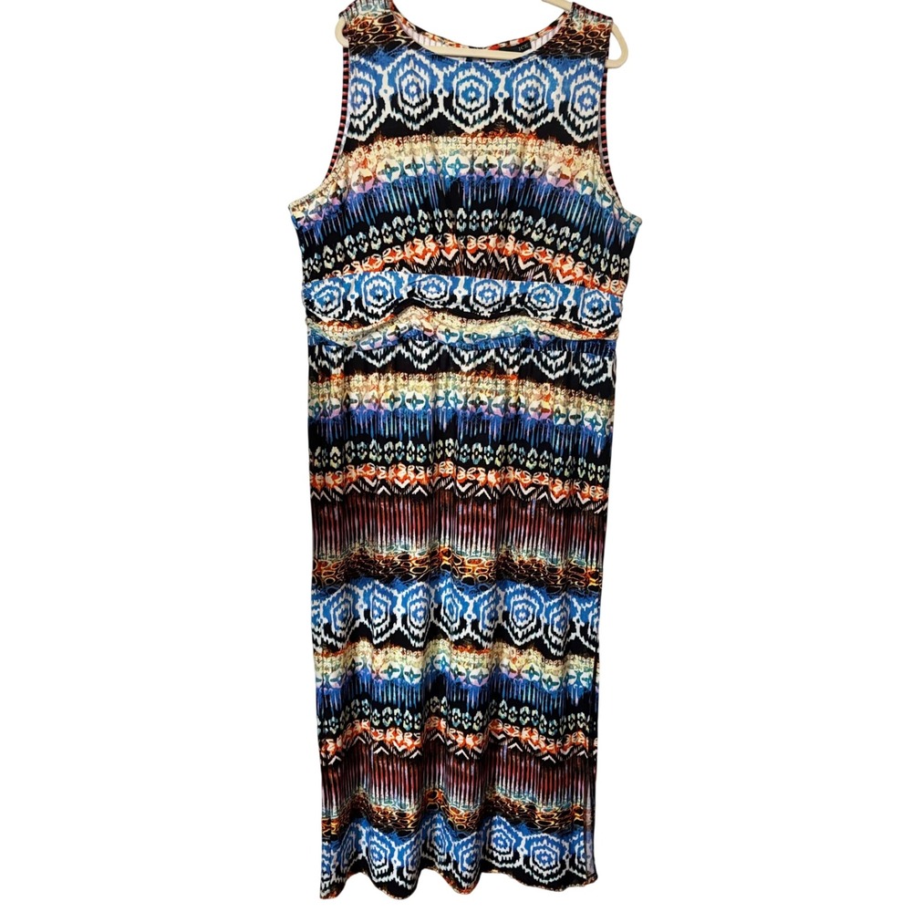 ICE Women's Maxi Dress 22/24 3X Sleeveless Boho Tribal Print